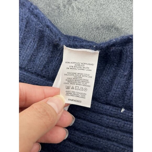 Loft Womens Sweater The Modern Poncho Blue Gold Buttons Size XS S - Picture 11 of 13